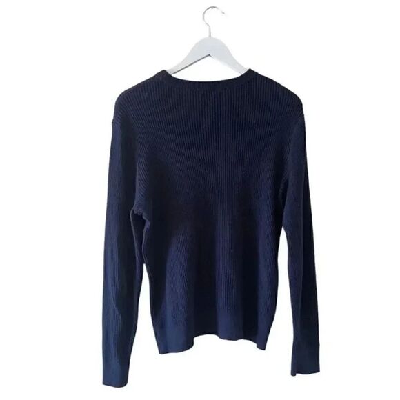 Zara Men Navy Knit Crewneck Long Sleeves Classic Cozy Warm Sweater SZ M # 1028 - Picture 2 of 11